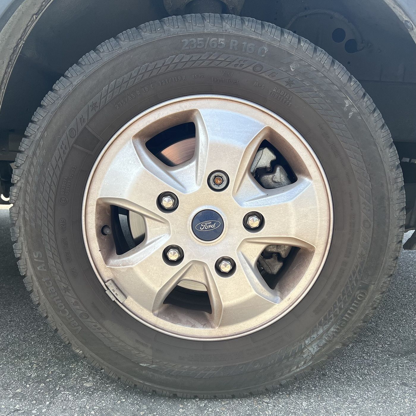 Continental VanContact tire on a Ford van wheel, close-up