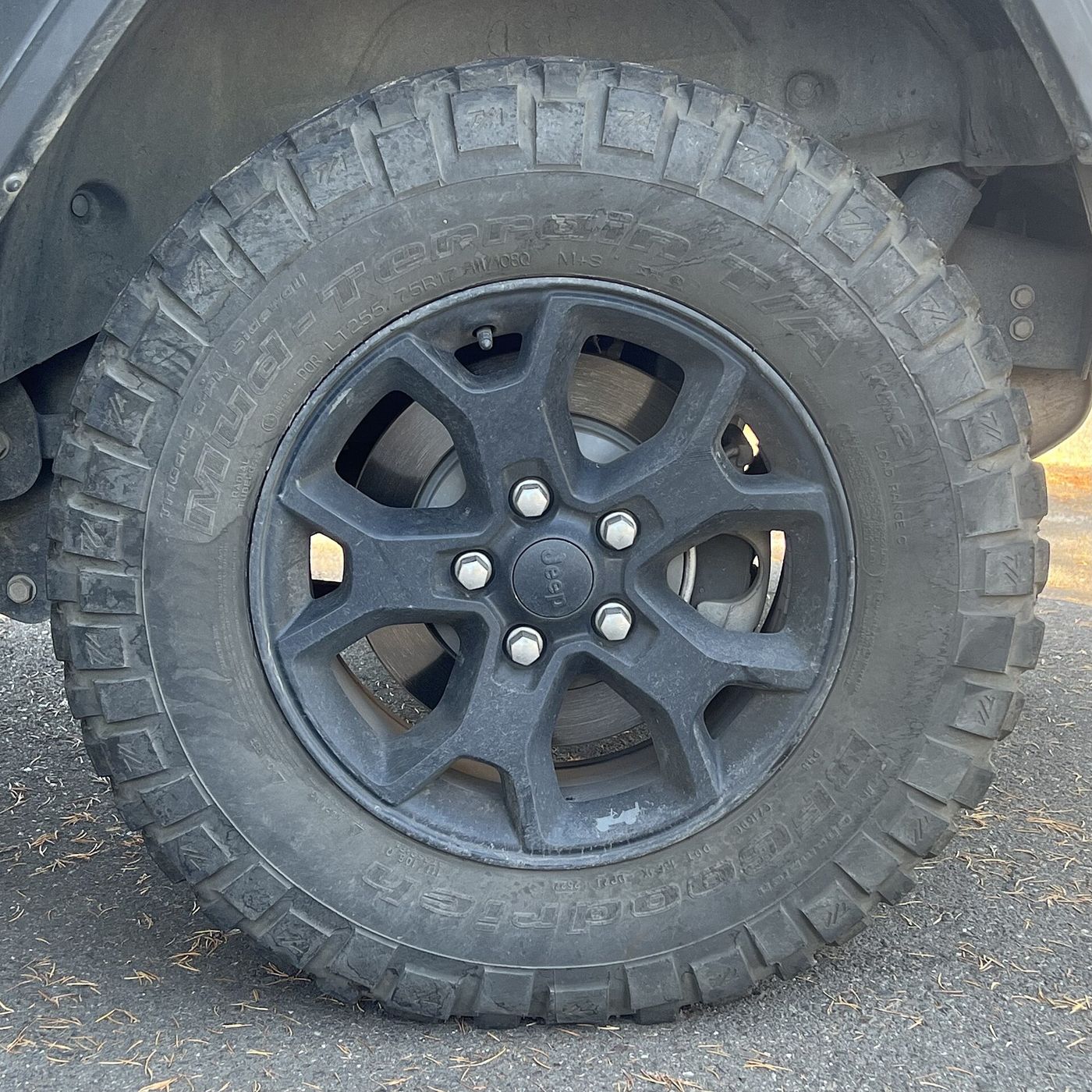 BFGoodrich Mud-Terrain T/A tire on a Jeep wheel, close-up