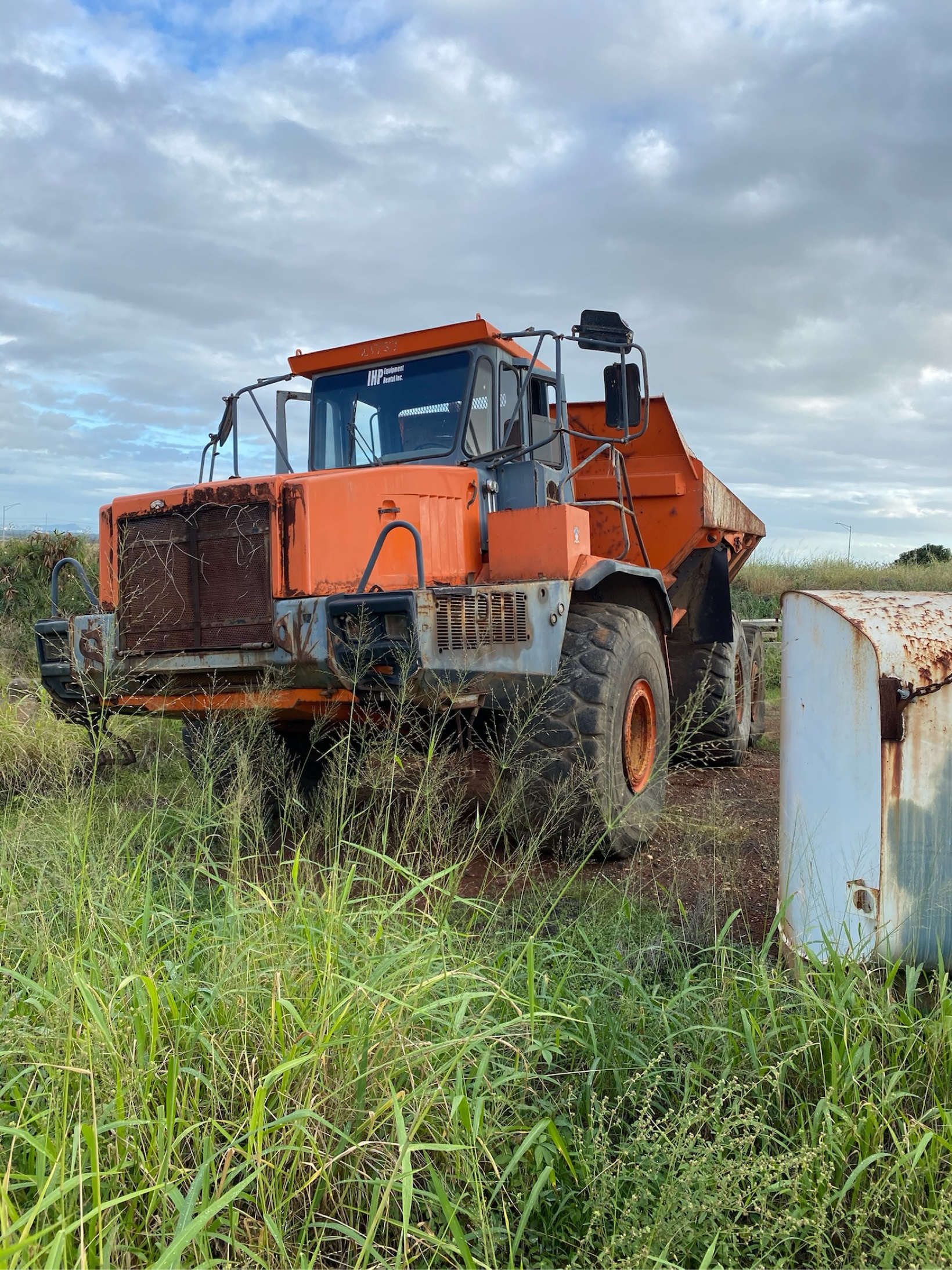 Orange off-road dump truck